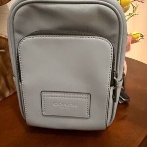 COACH Light Gray Leather Men’s Crossbody Belt Bag